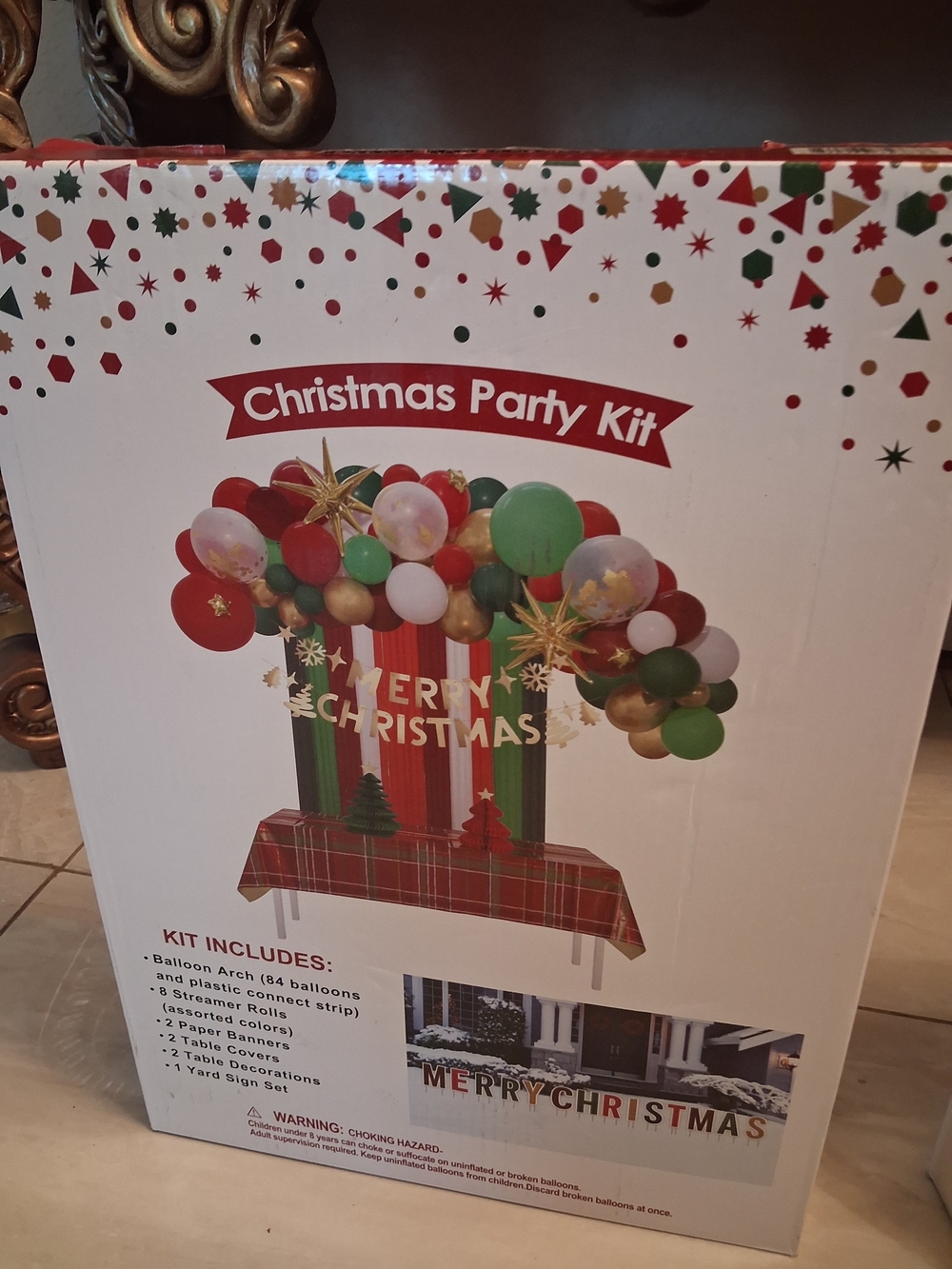 Christmas Party Kit Balloon Arch Set - Red, Green, Gold - Unbranded
